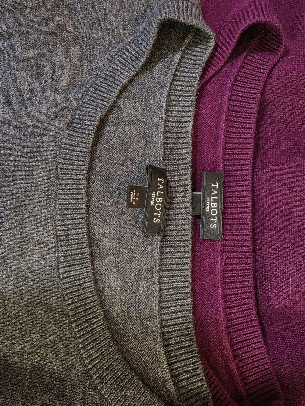 Talbots Lot of 2 Side Button Lambswool Blend Pullover Sweaters Gray Purple L